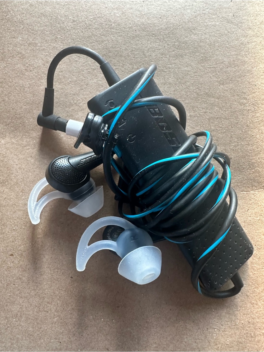 Bose Black Earbuds with Blue Cable Accent
